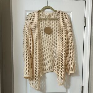 BiBi Beige Open-Knit Cardigan
